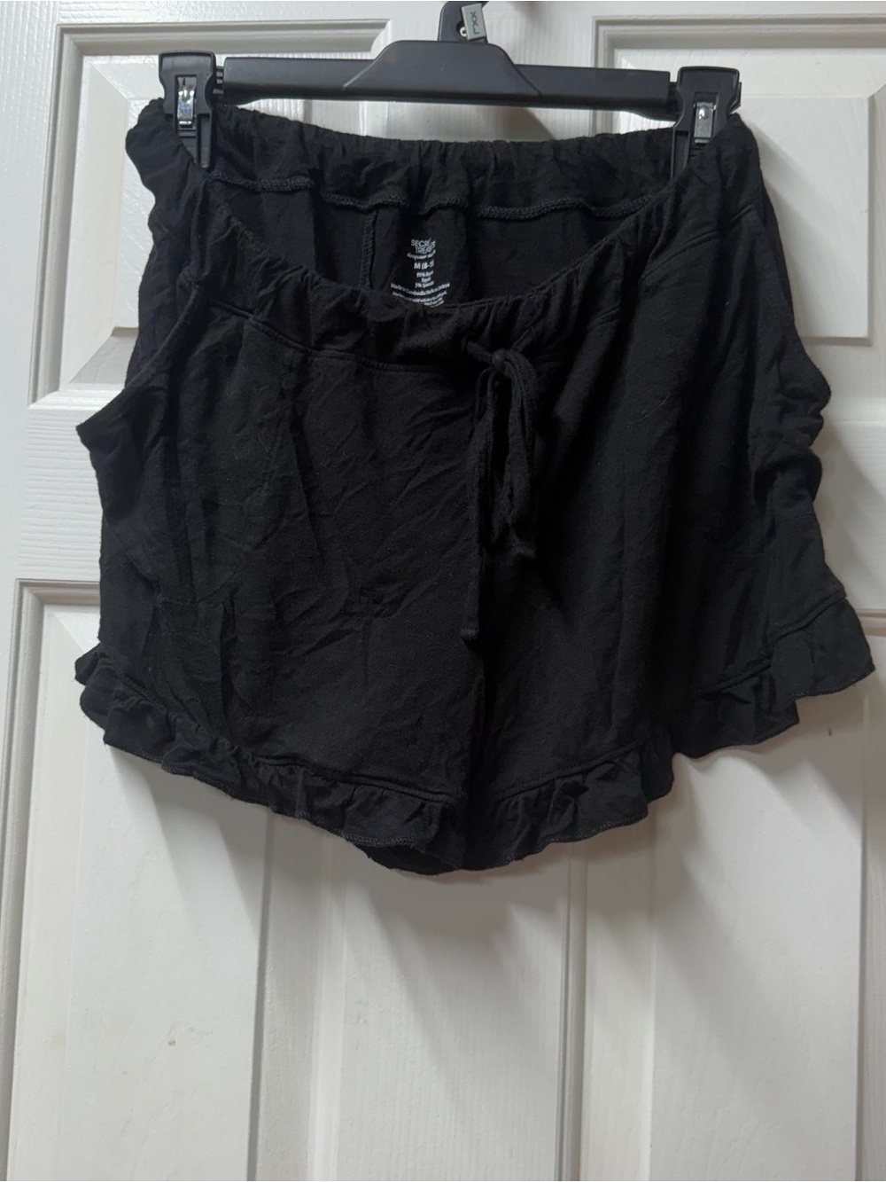 Secret Treasures Black Ruffle-Hem Sleep Shorts M